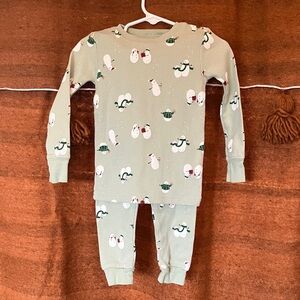 💥Bundle 3 Jammie’s for $15!💥 Waffle Knit Green Snowman Print Pajamas